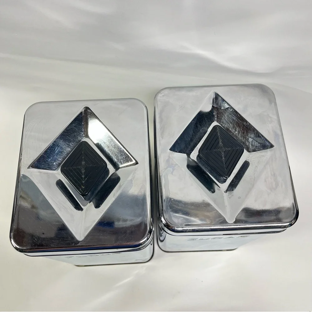Vintage 1950’s Chrome Aluminum Flour & Sugar 0833 Canisters